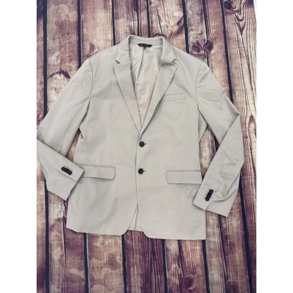 Banana Republic Men's Beige Solid 2-Button Notch Lapel Blazer 42R Regular